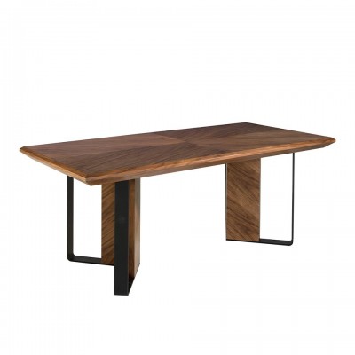 Masa dining design LUX Walnut and black steel 200x95cm