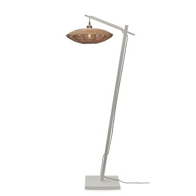 Lampadar eco din bambus cu ratan Tanami S white/disc, nat