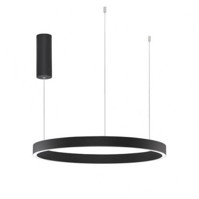 Lustra LED design circular cu iluminat sus si jos ELOWEN negru, diametru 60cm