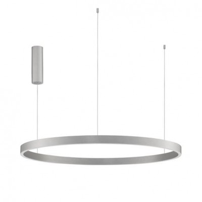 Lustra LED design circular cu iluminat sus si jos ELOWEN argintiu, diametru 98cm