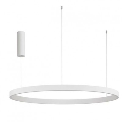 Lustra LED design circular cu iluminat sus si jos ELOWEN alb, diametru 98cm