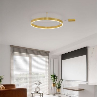 Lustra/Plafoniera LED  dimabila design circular MOTIF bronz 80cm