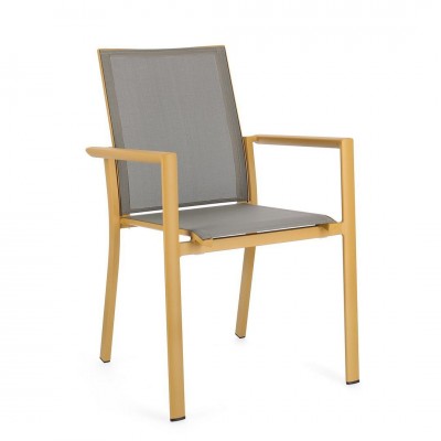 Set de 4 scaune exterior design modern Konnor galben mustar