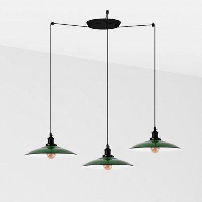 Lustra cu 3 Pendule design industrial LANG verde