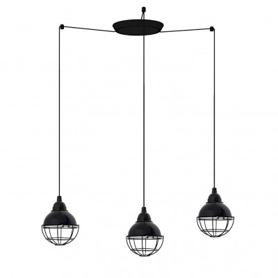 Lustra cu 3 Pendule design industrial Claire negru