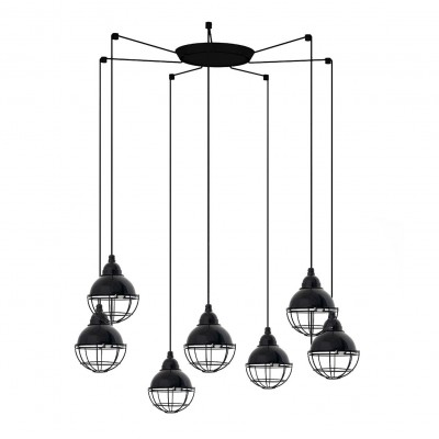 Lustra cu 7 Pendule design industrial Claire negru