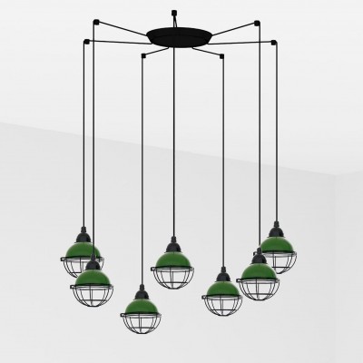 Lustra cu 7 Pendule design industrial Claire verde