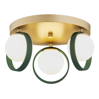 Plafoniera cu 3 spoturi design modern Saturnia auriu, verde