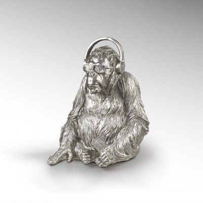 Statueta / Figurina decorativa medium Orangutan Music Silver