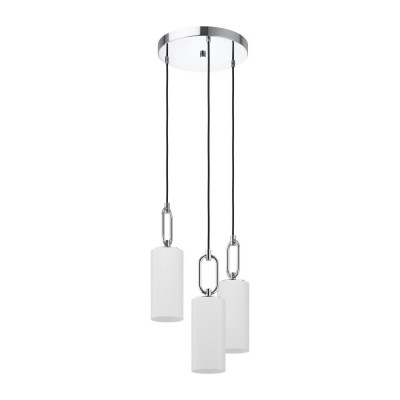 Lustra cu 3 pendule design modern Majana crom, alb