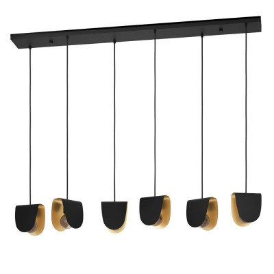 Lustra cu 6 pendule design modern Serenara negru, auriu