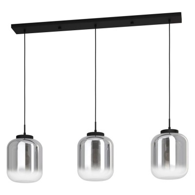 Lustra cu 3 pendule design modern Bulciago negru, transparent