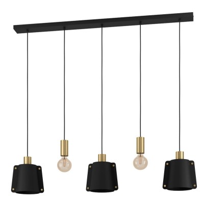 Lustra cu 5 pendule design modern Majagua alama, negru