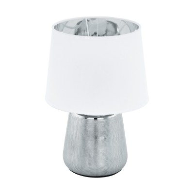 Veioza, lampa de masa design modern Manalba 1 alb, argintiu