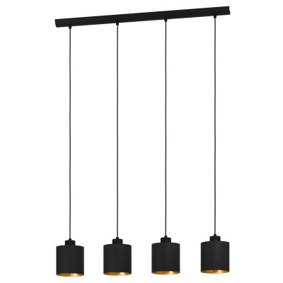 Lustra suspendata 4L design modern Zaragoza negru, auriu