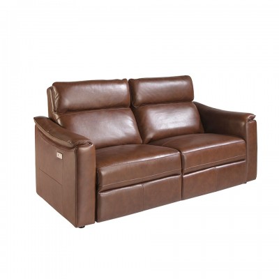 Canapea 3 locuri eleganta, design LUX cu functia relax Cowhide Cognac brown