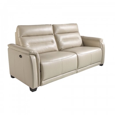 Canapea 3 locuri eleganta, design LUX cu functia relax Cowhide Taupe grey Leather