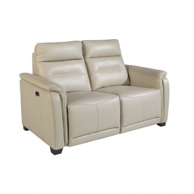 Canapea 2 locuri eleganta, design LUX cu functia relax Cowhide Taupe grey Leather