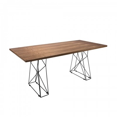 Masa dining design LUX Walnut veneer and black steel 200x95cm