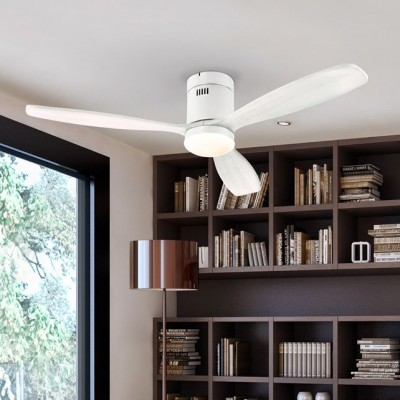 Lustra LED cu Ventilator si telecomanda Siroco D-132cm alb