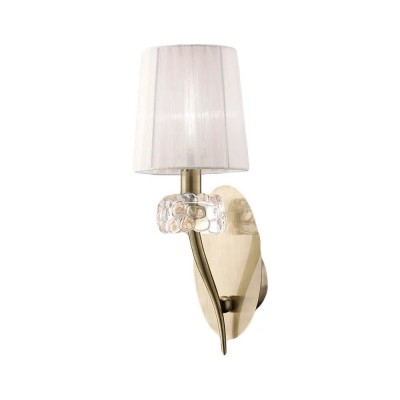 Aplica de perete clasica LOEWE antique brass/ abajur alb