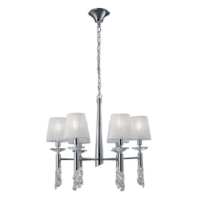 Candelabru elegant cu 6 brate Tiffany crom/ abajur alb