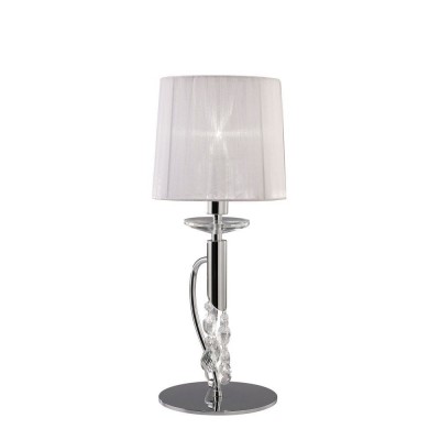 Veioza, Lampa de masa eleganta Tiffany crom/ abajur alb