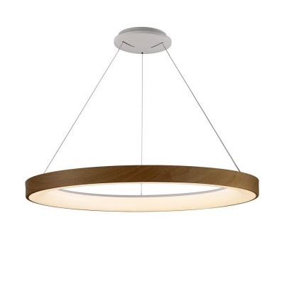 Lustra LED cu telecomanda design circular NISEKO II Wood 90cm