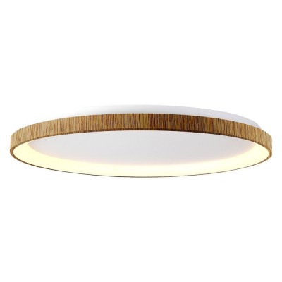 Plafoniera LED cu telecomanda design circular NISEKO II Wood 90cm