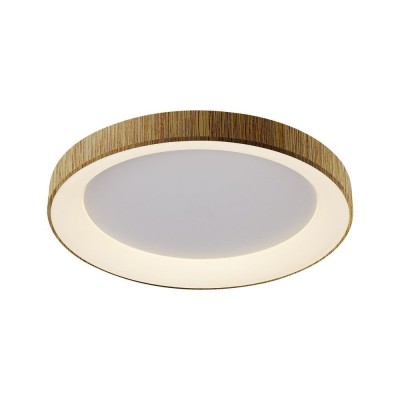 Plafoniera LED cu telecomanda design circular NISEKO II Wood 78cm