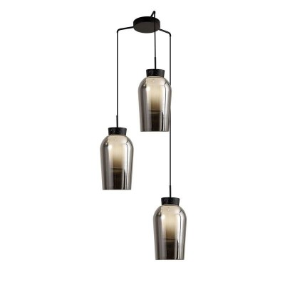 Lustra cu 3 pendule design modern Nora negru/ marmura neagra