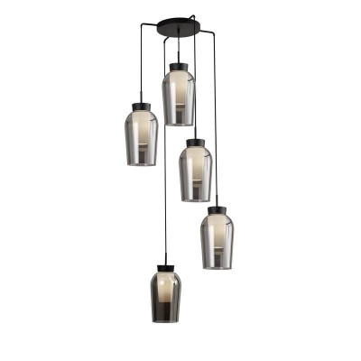 Lustra cu 5 pendule design modern Nora negru/ marmura neagra