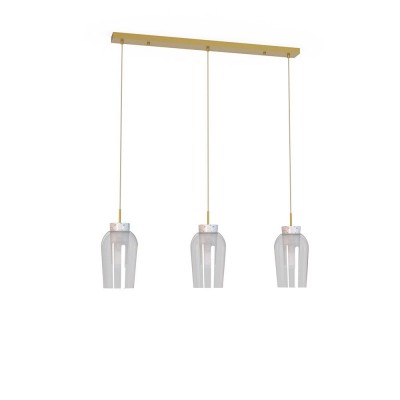 Lustra cu 3 pendule design modern Nora auriu/ marmura alba