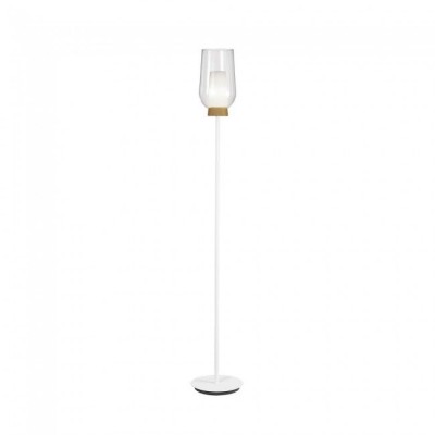 Lampa de podea design modern Nora alb/ lemn