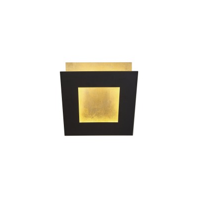 Aplica de perete LED design ambiental DALIA 14x14cm, negru/ auriu