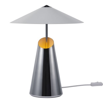 Veioza, Lampa de masa design geometric, abajur directionabil Taido crom