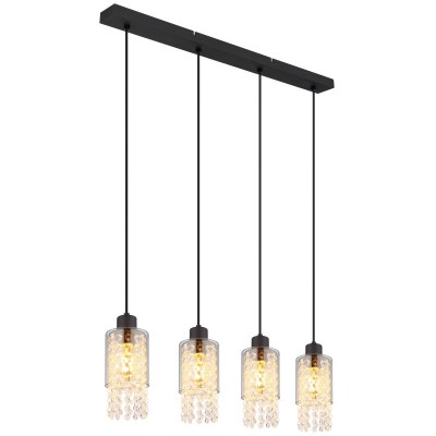 Lustra 4L design modern Backey negru, fumuriu