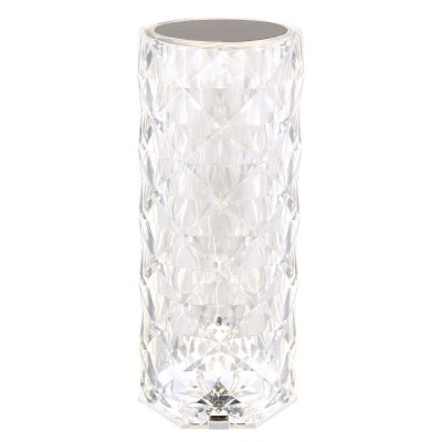 Lampa de masa cu baterii, plastic transparent cu efect de cristal Gixi alb 9cm