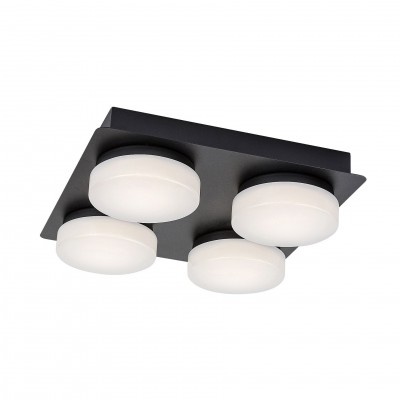 Plafoniera LED pentru baie design modern IP44 Attichus negru, alb 28x28cm