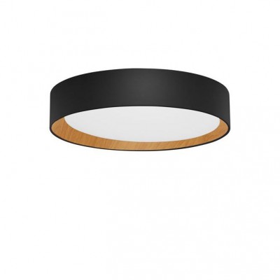 Plafoniera LED dimabila design modern STAKE negru/lemn 35cm