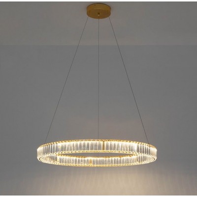 Lustra suspendata LED design ambiental Ring auriu 100cm