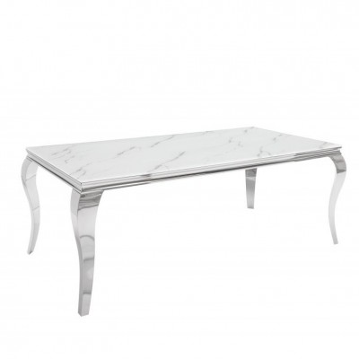 Masa dining eleganta Modern Barock 200cm, argintiu/ aspect de marmura