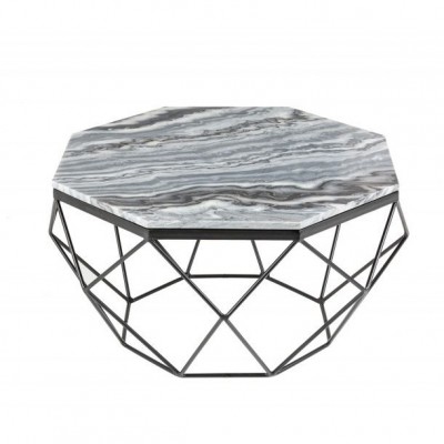 Masuta de cafea design minimalist Diamond 69cm, marmura gri