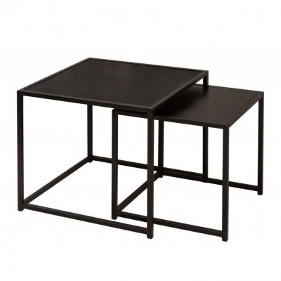 Set de 2 masute design industrial Slim Line 50cm, negru