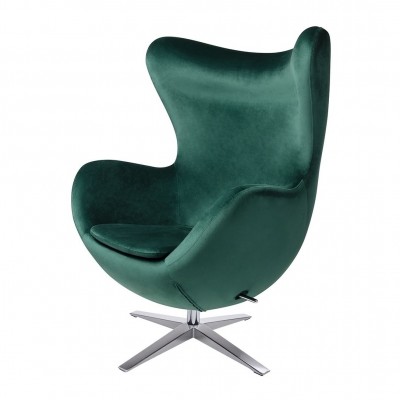 Fotoliu pivotant ultra-modern EGG WIDE VELVET, verde inchis