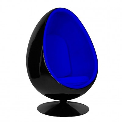 Fotoliu pivotant ultra-modern Egg negru/ albastru