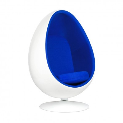 Fotoliu pivotant ultra-modern Egg alb/ albastru