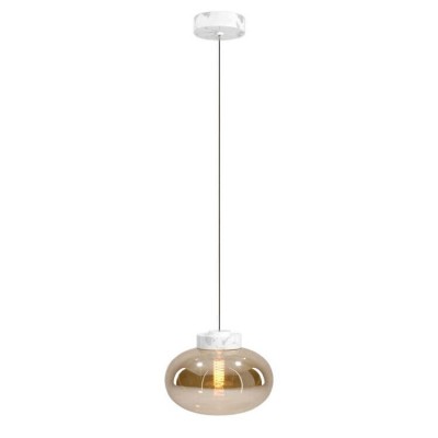 Pendul modern din sticla si marmura MOONSTONE chihlimbar, alb