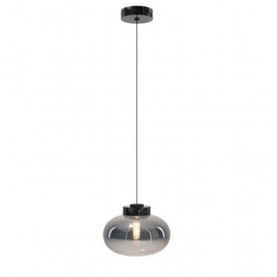 Pendul modern din sticla si marmura MOONSTONE fumuriu, negru