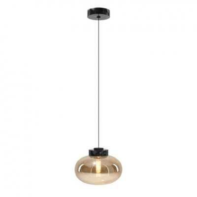 Pendul modern din sticla si marmura MOONSTONE chihlimbar, negru